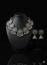 Oxidized Silver Choker Set with Jhumka Earrings