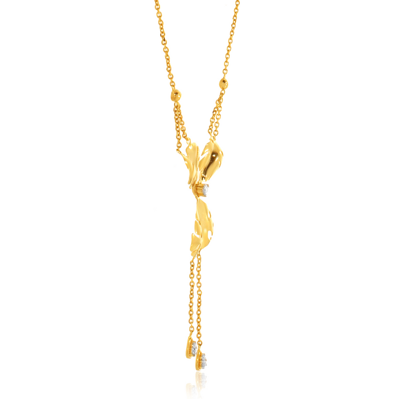 Wild Leafy Trio Diamond Necklace
