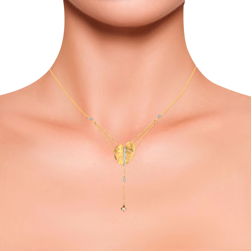 Solo Monstera Stunner Diamond Necklace