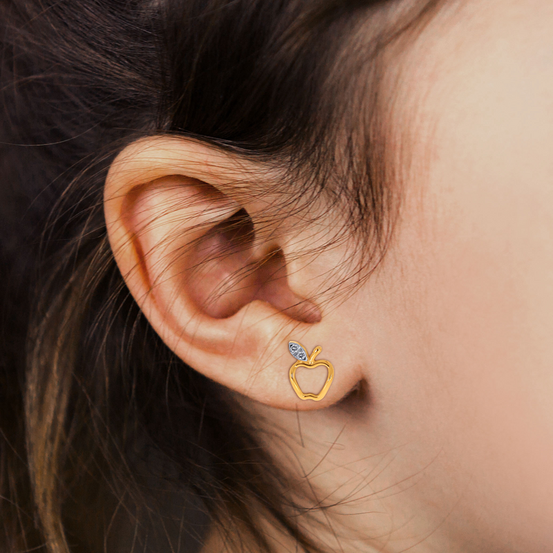 Yellow Gold Kids Diamond Studs Earrings