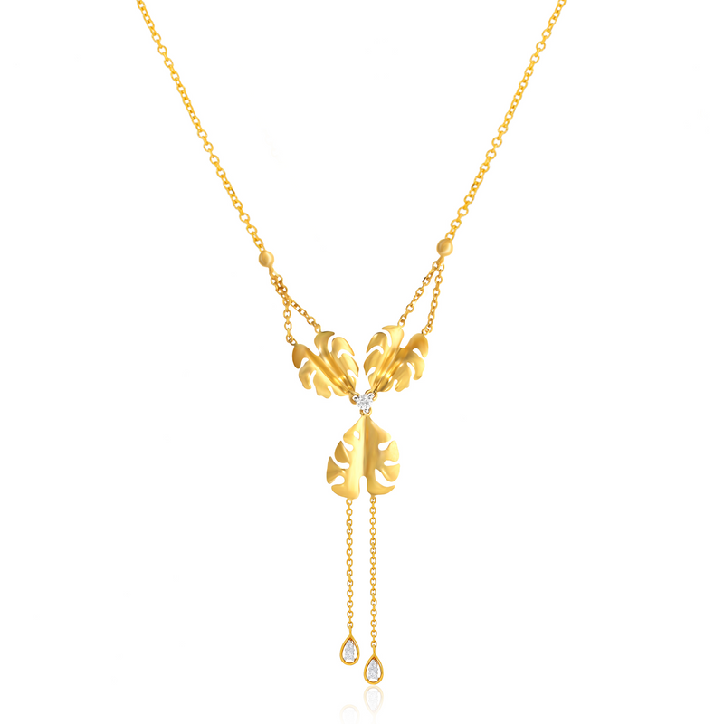 Wild Leafy Trio Diamond Necklace