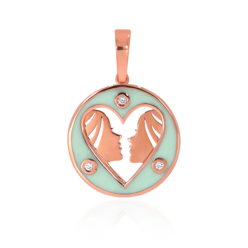 Gemini Heart Twin Diamond Pendant