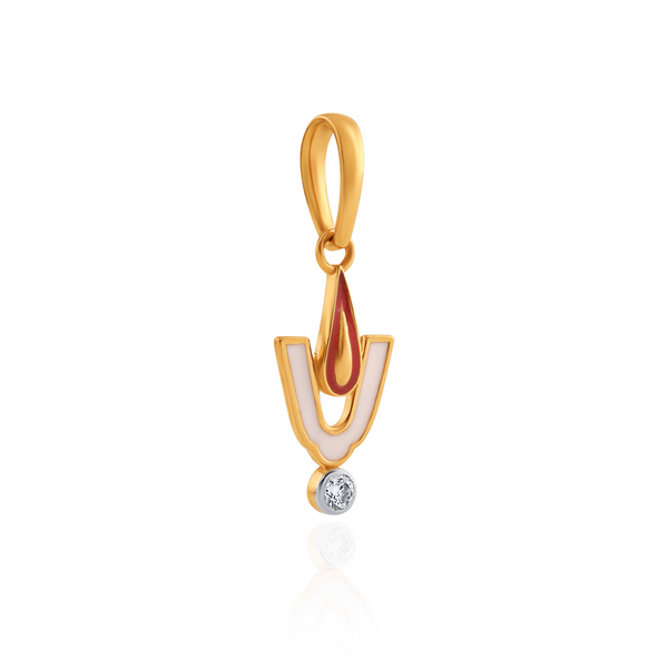 Vishnu Namam Enamel Diamond Pendant