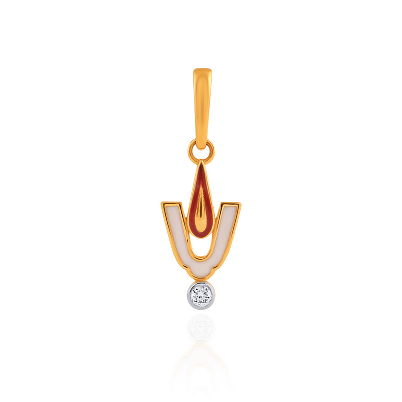Vishnu Namam Enamel Diamond Pendant