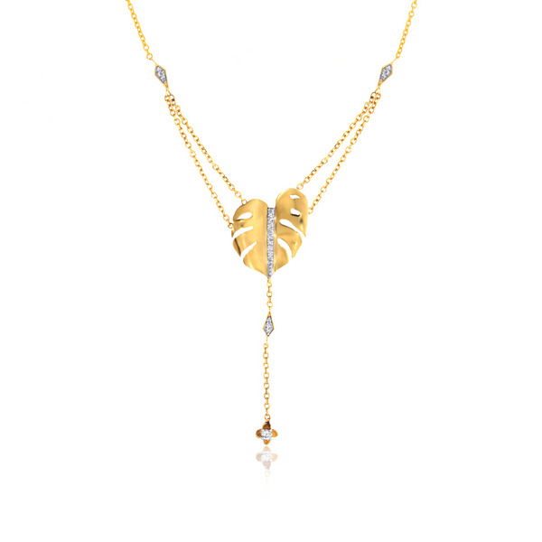 Solo Monstera Stunner Diamond Necklace