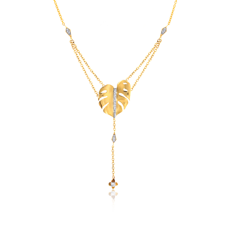Solo Monstera Stunner Diamond Necklace