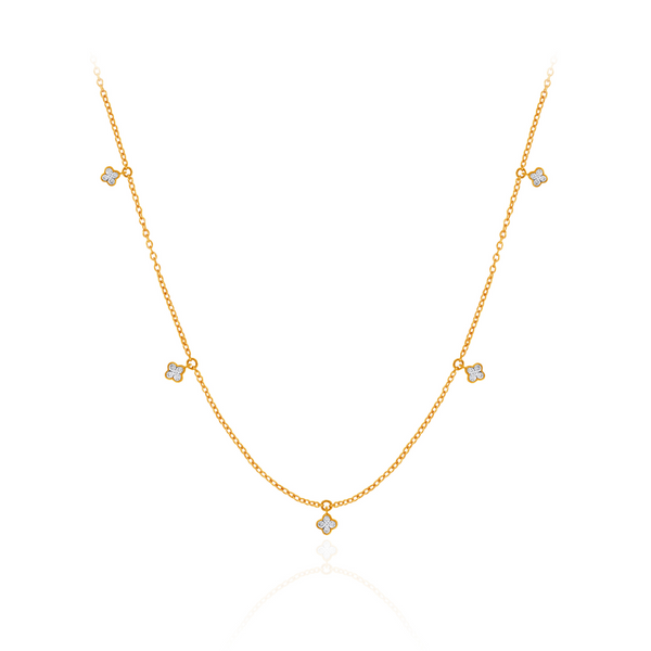 Cloverlight Station Diamond Gold Necklace