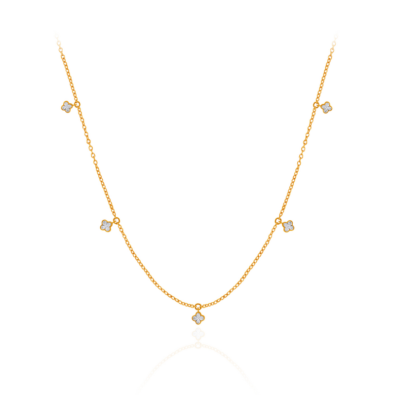 Cloverlight Station Diamond Gold Necklace