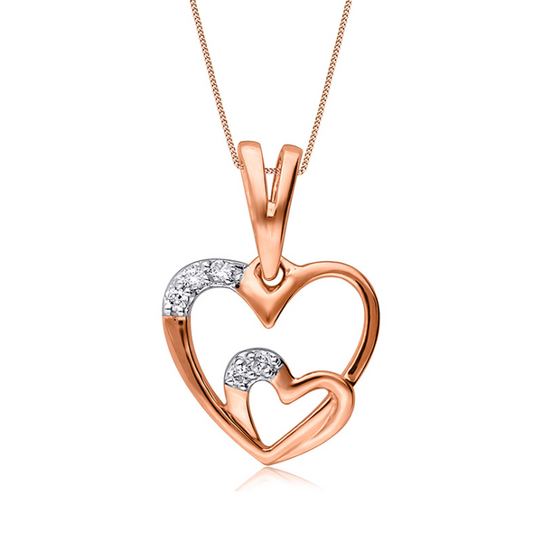 Twin Rosy Heart Diamond Pendant