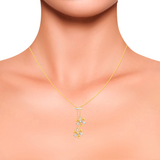 Duo Floral Charm Diamond Necklace