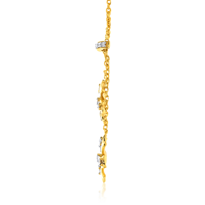 Duo Floral Charm Diamond Necklace