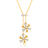 Duo Floral Charm Diamond Necklace