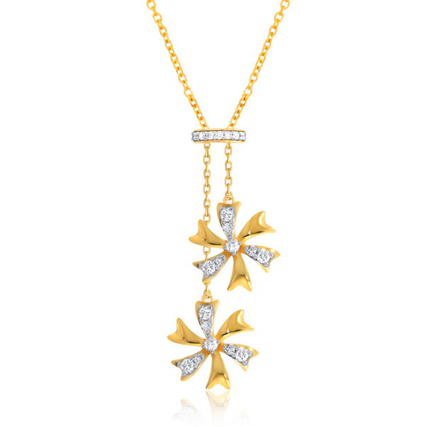 Duo Floral Charm Diamond Necklace