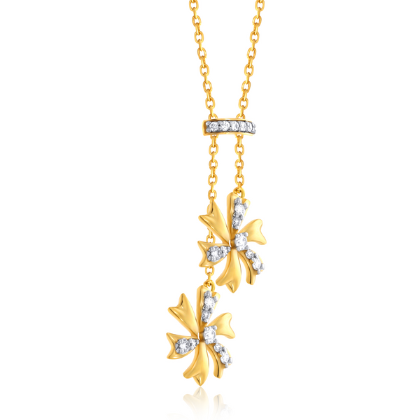 Duo Floral Charm Diamond Necklace