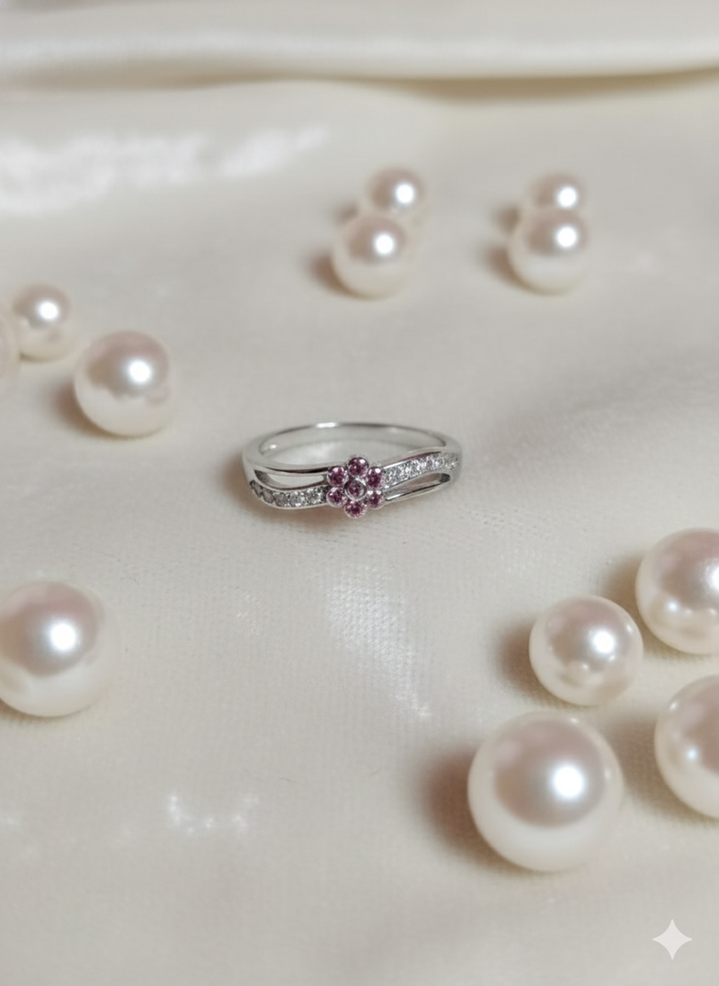 Petite Pink Blossom Ring