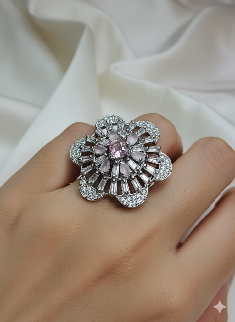 Blushing Petal Cluster Ring