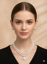 The Diamond Halo Pearl Set