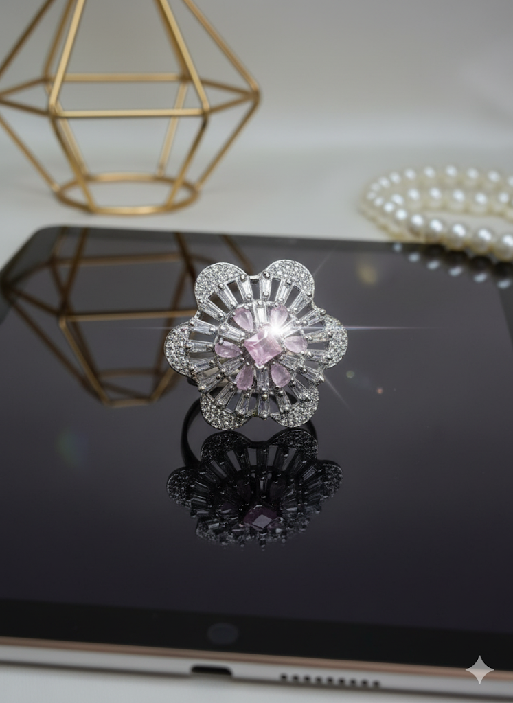 Blushing Petal Cluster Ring