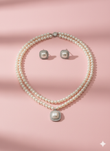 The Diamond Halo Pearl Set
