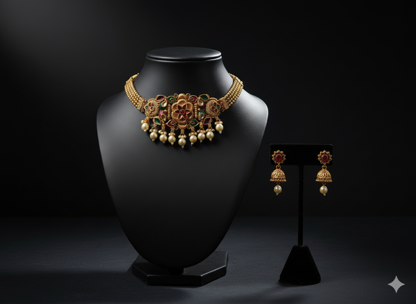 The Rajwadi Floral Choker Set