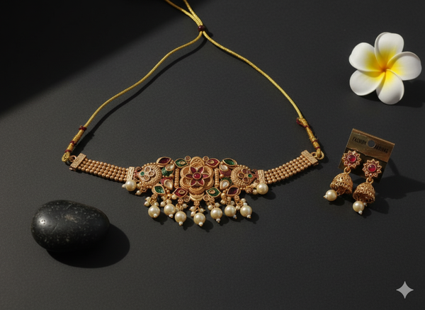 The Rajwadi Floral Choker Set